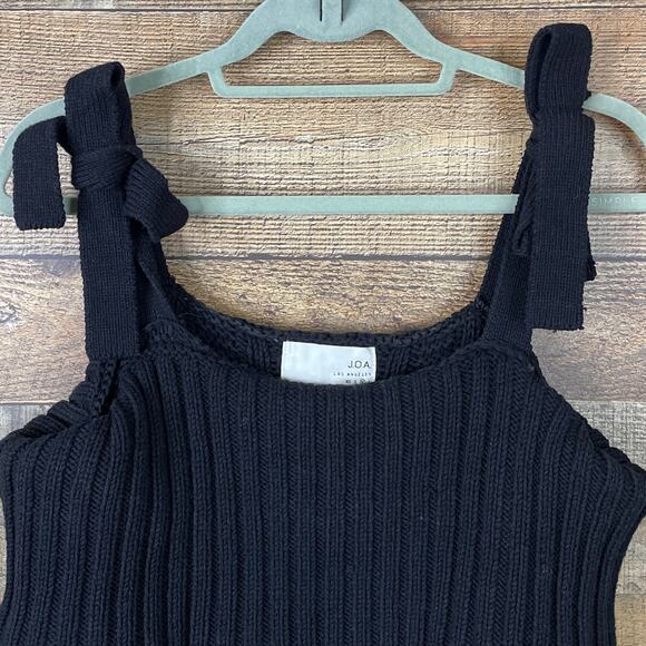 J.O.A. Tie Strap Off The Shoulder Cable Knit Sweater Black Size Medium - Picture 3 of 8